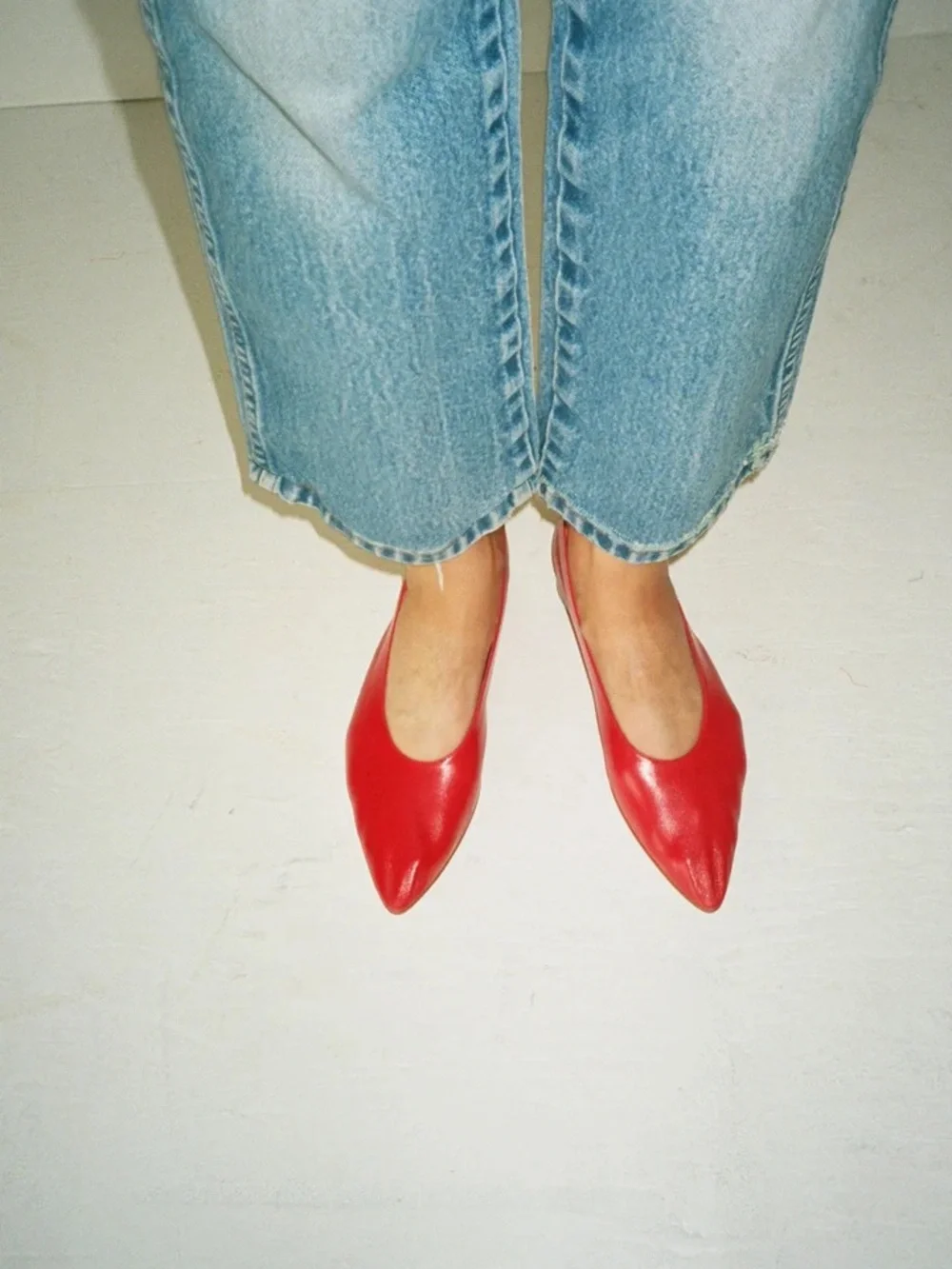 NWT Martiniano Red Leather Party Pointed Toe Flats Sz. 10
